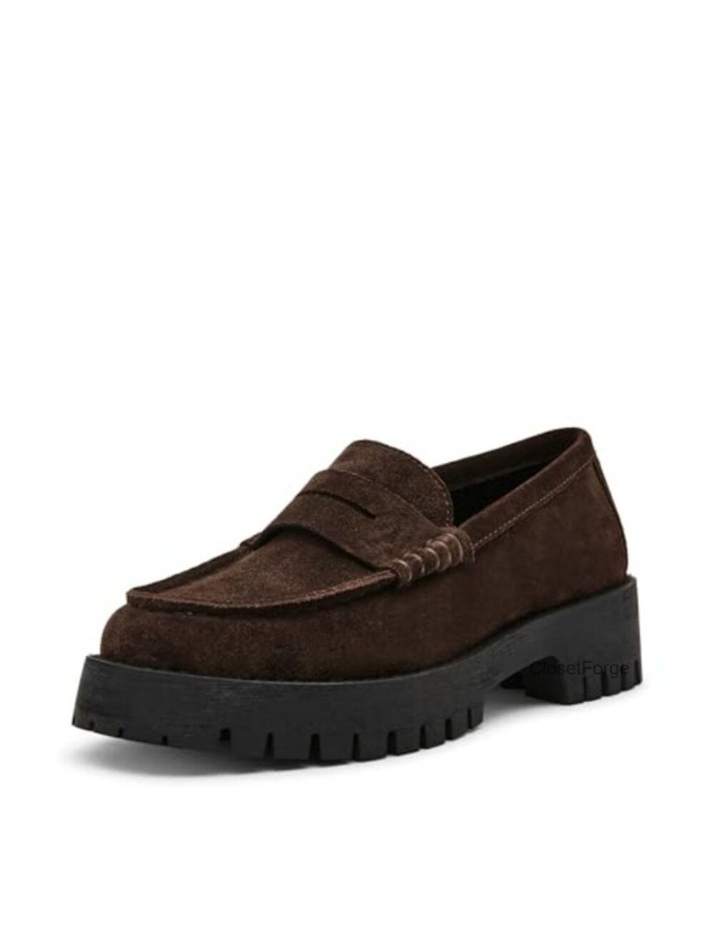 Suede Platform Loafers Round Toe 1.5 Inch Heel Pull-On